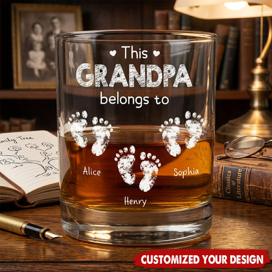 Personalized Grandpa Whiskey Glass for Grandpa with personalized design details for meaningful gifting
