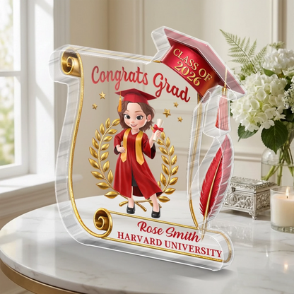 Plaque material and size view - Personalized Graduation Acrylic Plaque