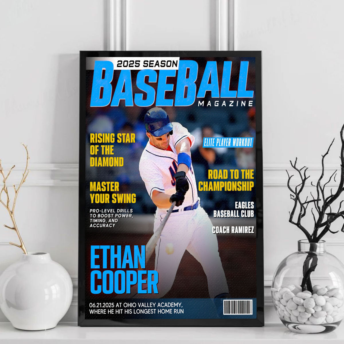 Personalized Baseball Magazine Cover - “Player of the Year” Custom Sports Poster / Canvas