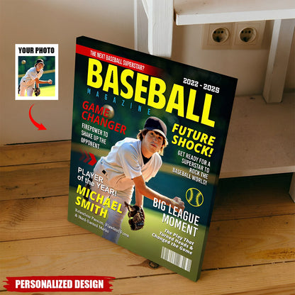 Personalized Baseball Magazine Cover Poster / Canvas - Custom Graduation Gifts for Baseball Player