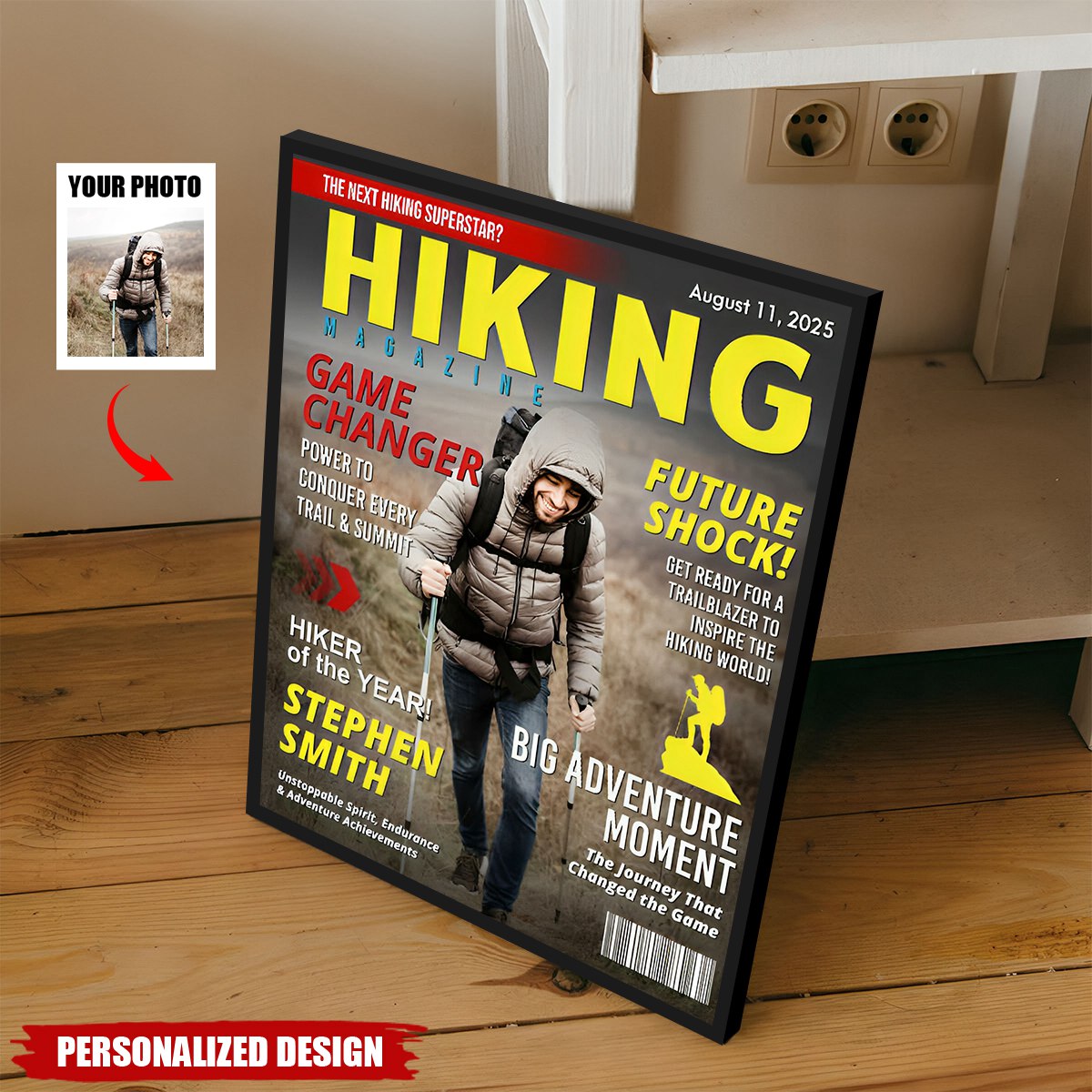 Custom Hiking Magazine Cover Poster / Canvas (Upload Your Photo) - Gift for Hiking Lovers