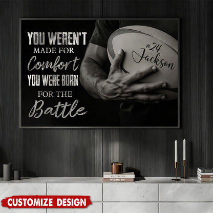 Personalized “You Were Born For The Battle” Rugby Canvas / Poster - Motivational Gift for Rugby Lovers