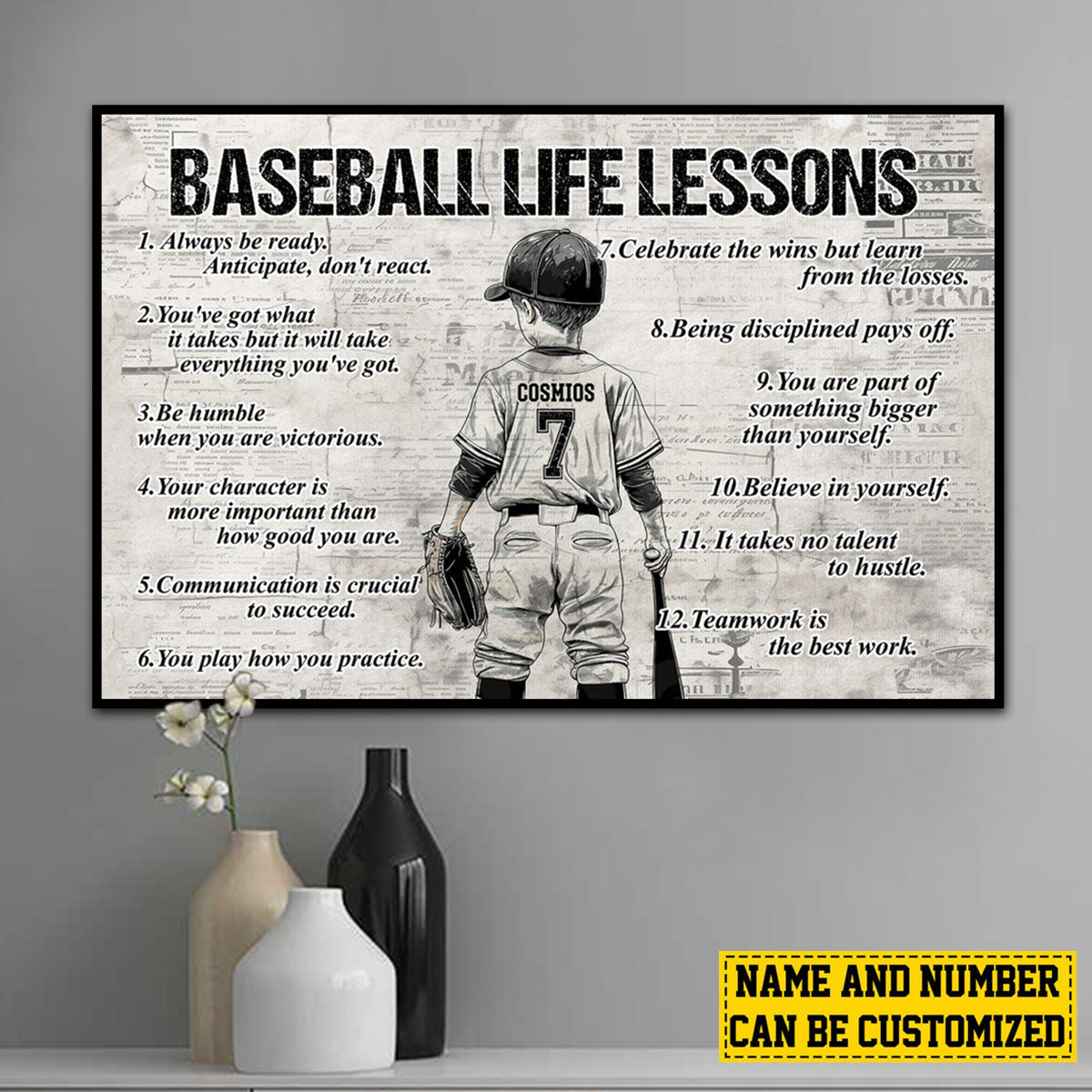 Baseball Life Lessons - Personalized Canvas / Poster for Kids