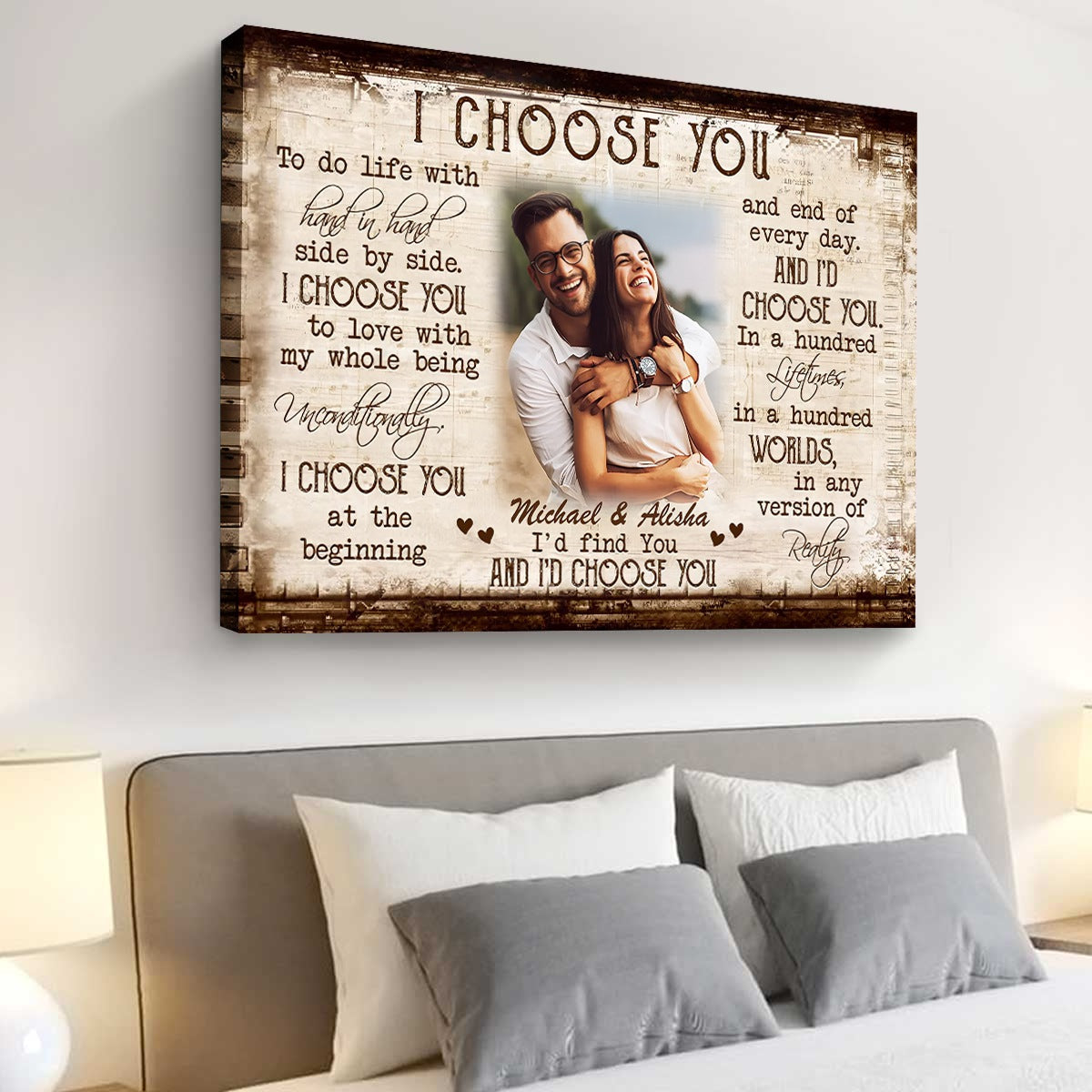 Personalized I Choose You Couple Photo Canvas / Poster - Custom Anniversary Alentine's Day Gifts