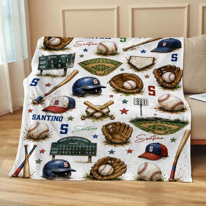 Blanket material and size view - Personalized Baseball Blanket