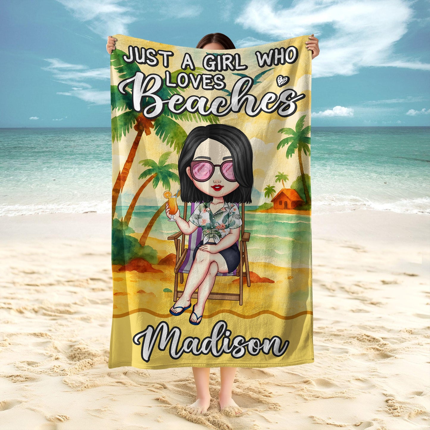 Just A Girl Who Loves Beaches - Personalized Summer Vacation Beach Towel