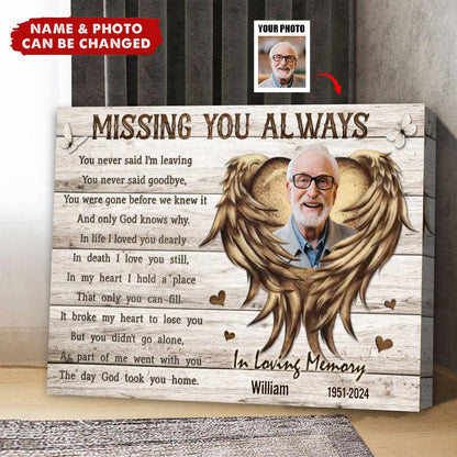 Missing You Always - Personalized Photo Canvas / Poster