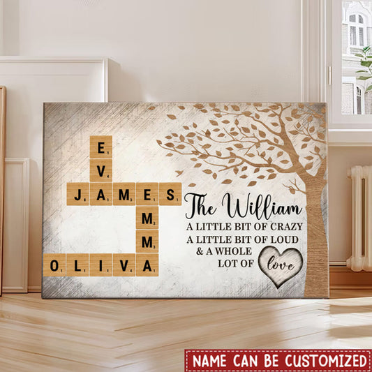 Family Whole Lot Of Love-Personalized Family Crossword Puzzle  Framed Canvas Wall Art