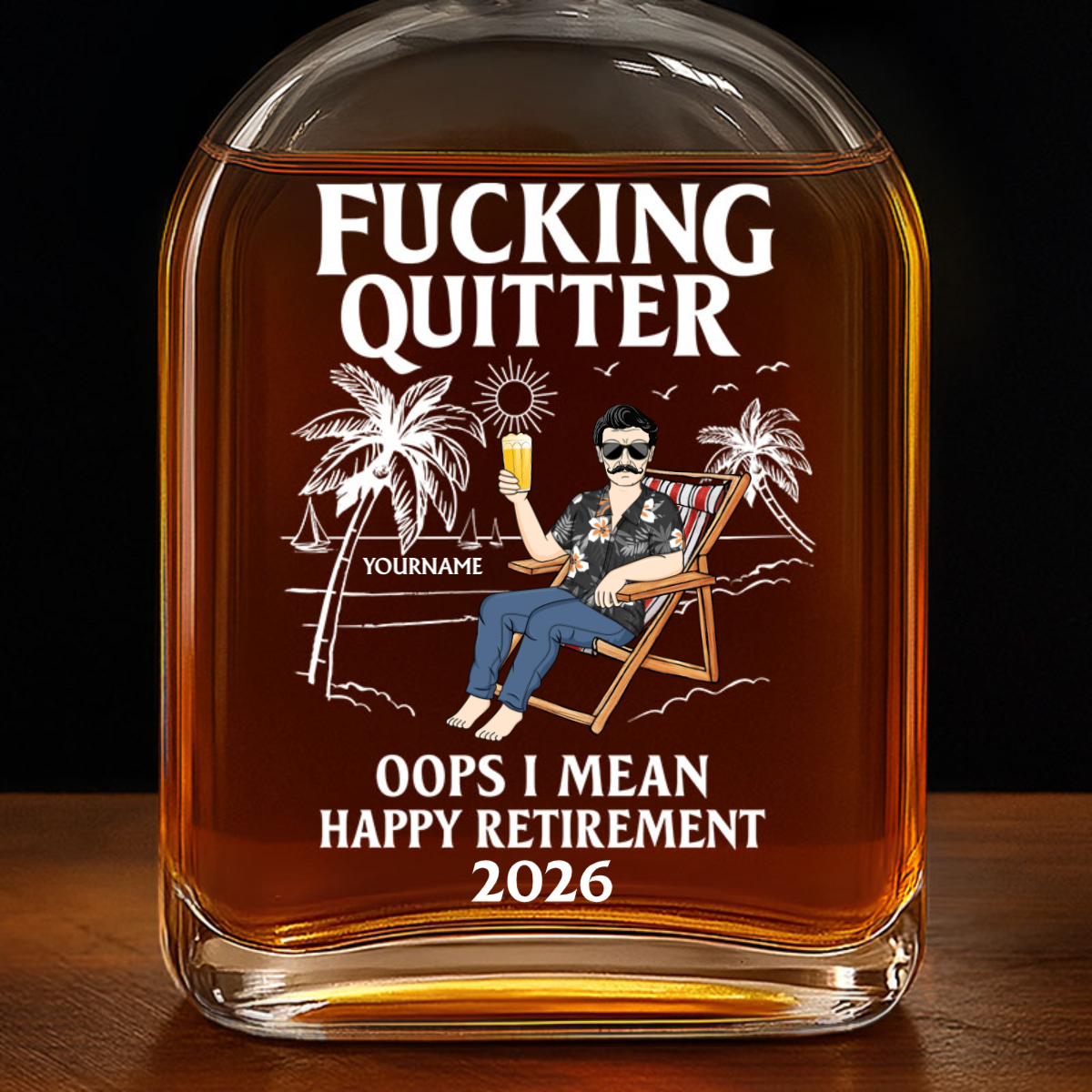 Oops I Mean Happy Retirement - Personalized Whiskey Bottle
