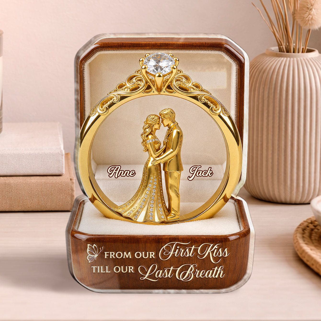 Plaque material and size view - Personalized Couple Acrylic Plaque
