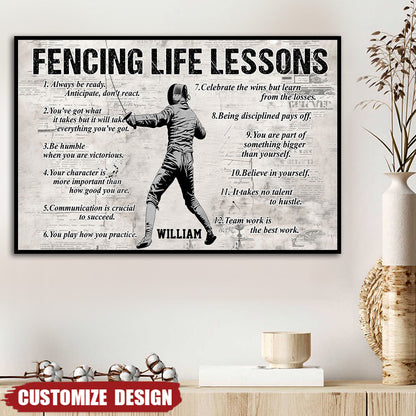 Personalized Fencing Life Lessons Poster / Canvas - Gift For Fencing Lovers