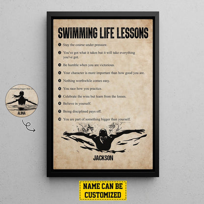 Personalized Motivational Swimming Poster / Canvas - Gift For Swimming Lovers