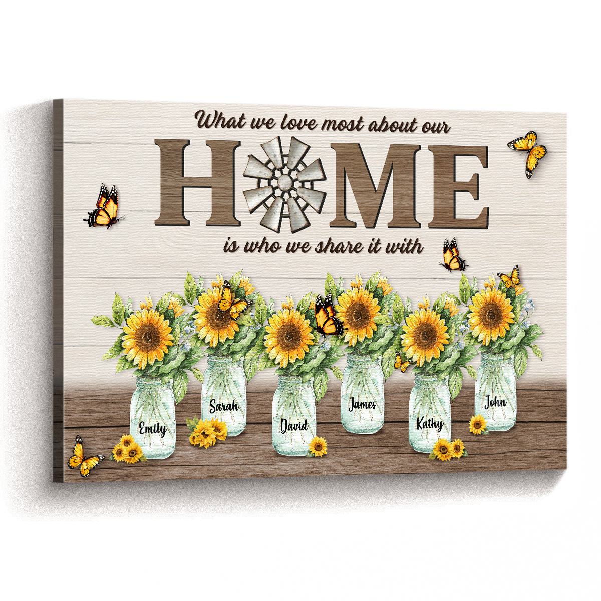 Customizable Family Canvas: "Our Home Is Who We Share It With" Wall Art