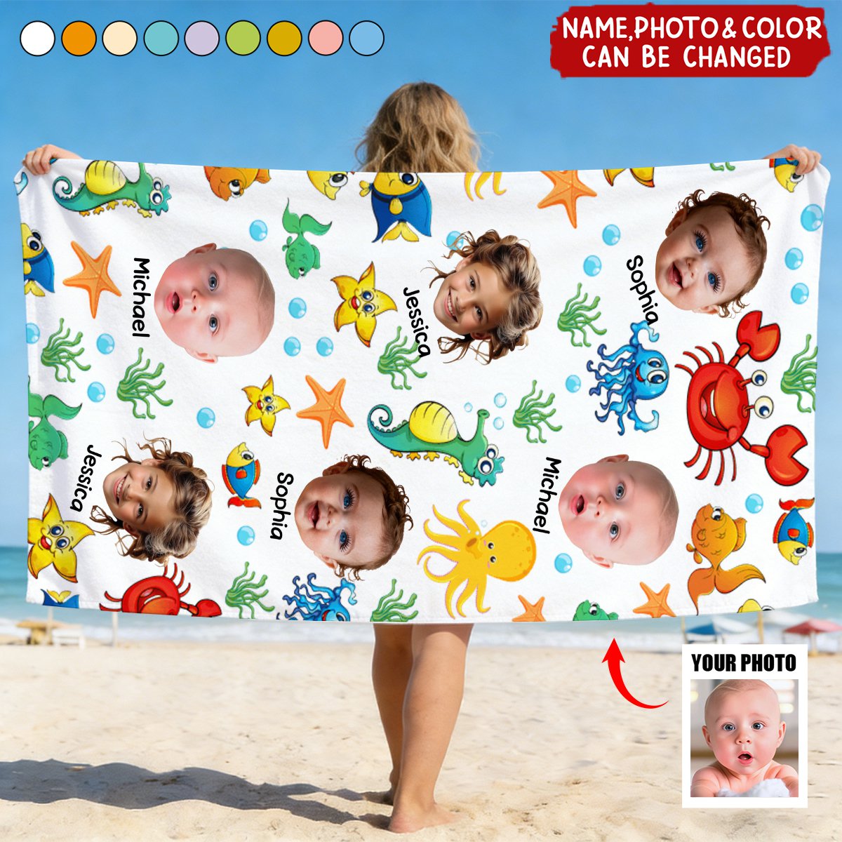 Custom Photo Beach Towel personalization view for Kids/Babies