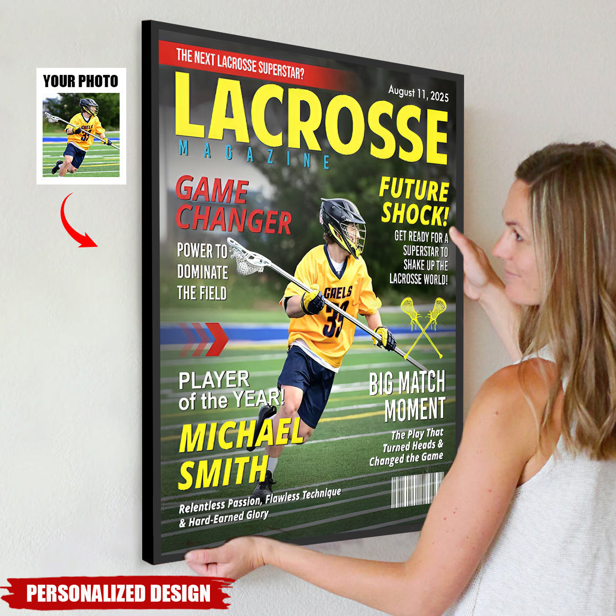 Custom Lacrosse Magazine Cover Poster / Canvas - Personalized Gift For Lacrosse Player