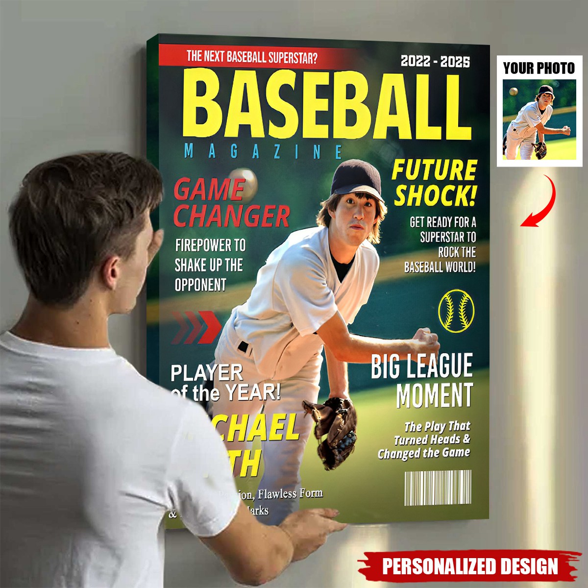 Personalized Baseball Magazine Cover Poster / Canvas - Custom Graduation Gifts for Baseball Player