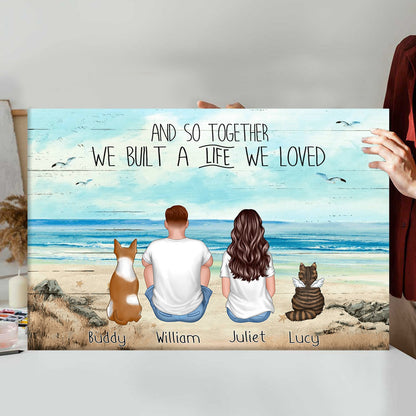Custom 'Life We Loved' Beach Canvas for Couples & Pet Memorial For Loved One