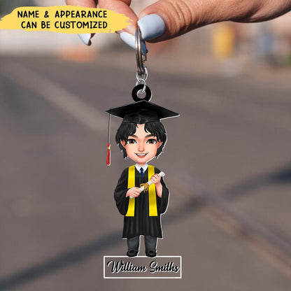 Happy Graduation Personalized Acrylic Keychain - Gift For Friends Family On Graduation Day