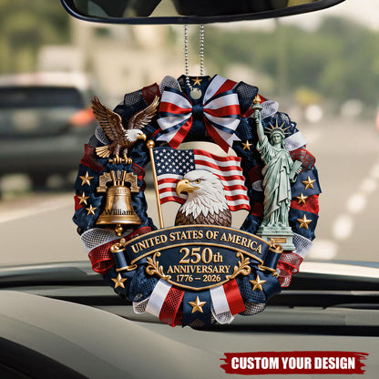 US 250th Anniversary - Personalized Patriot Car Ornament