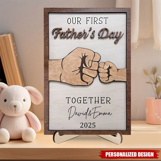 Personalized Fist Bump Wooden Sign - First Father’s Day Gift