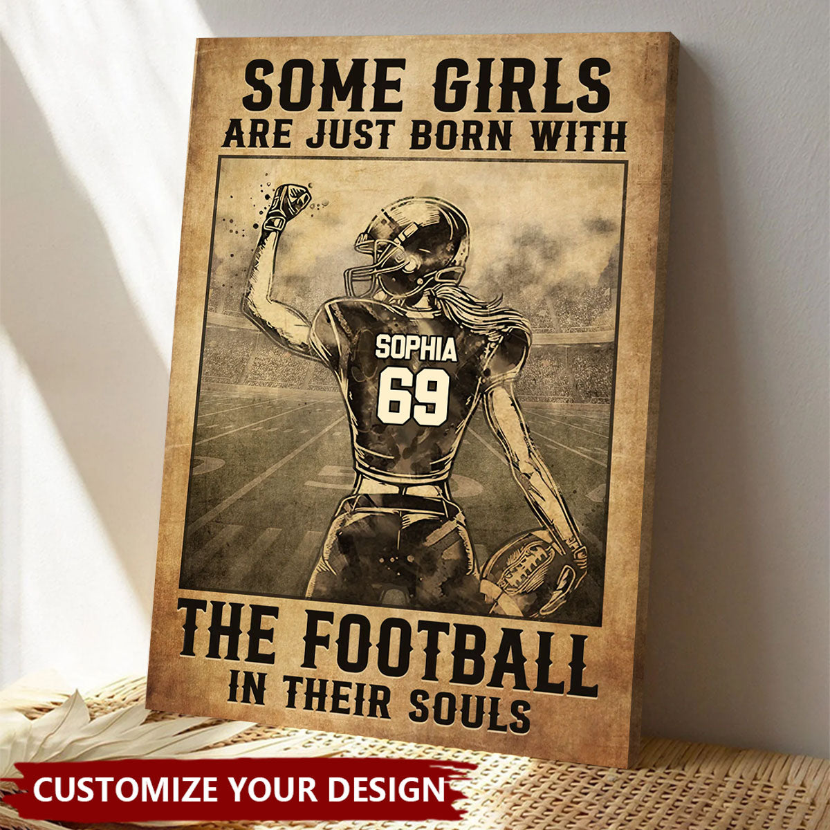 Train Hard - Personalized Football Poster / Canvas