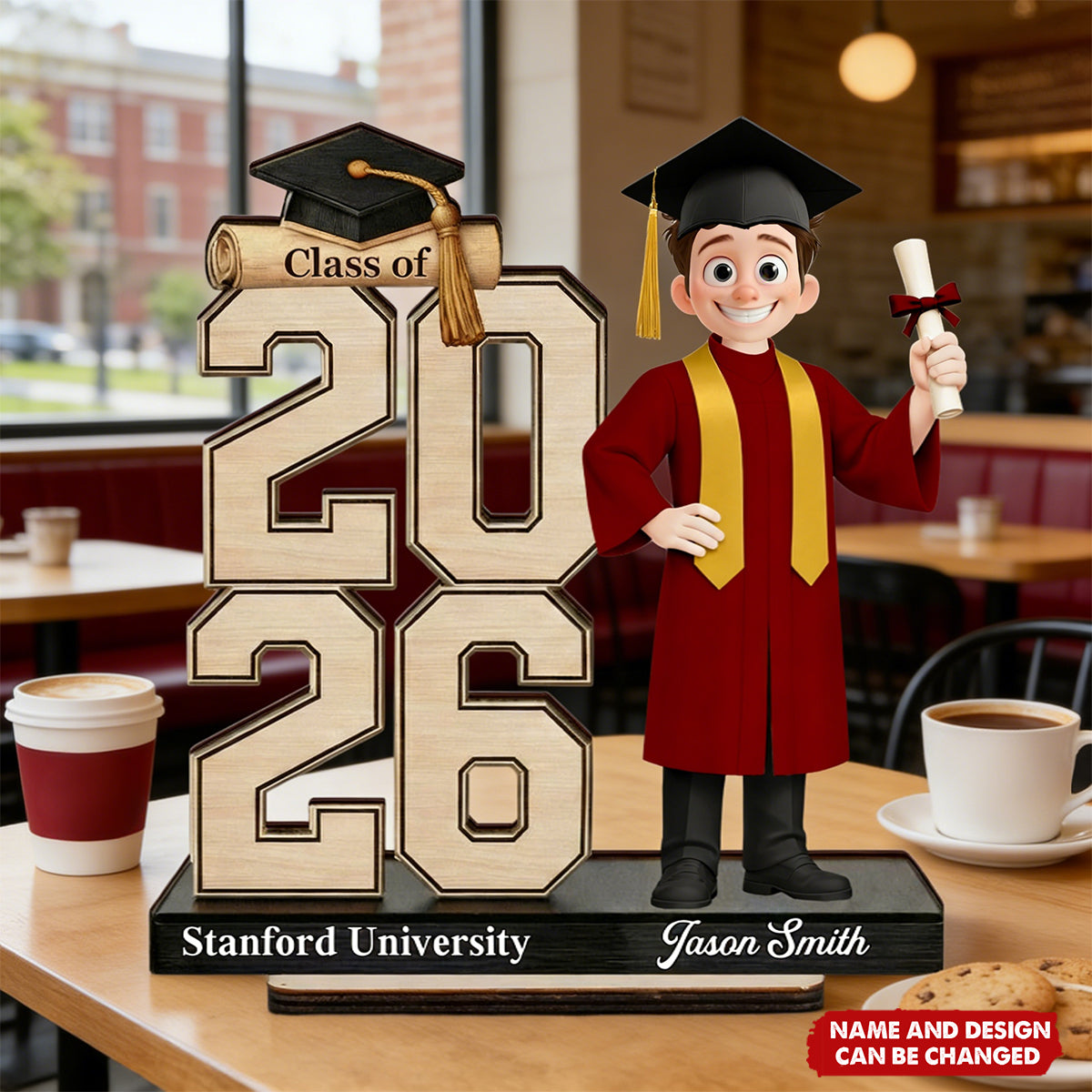 Graduation Cute Cartoon - Personalized Wooden Plaque