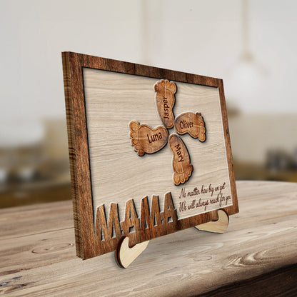 Plaque material and size view - Personalized Kids Feet Wooden Plaque
