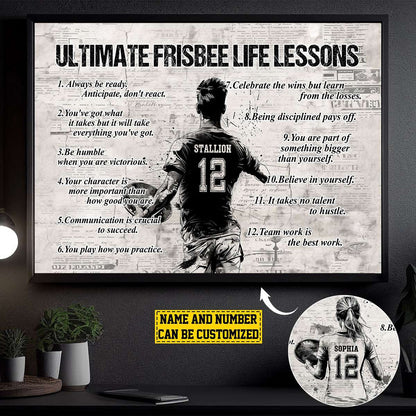 Personalized Ultimate Frisbee Life Lessons Poster / Canvas - Gift For Ultimate Frisbee Lovers