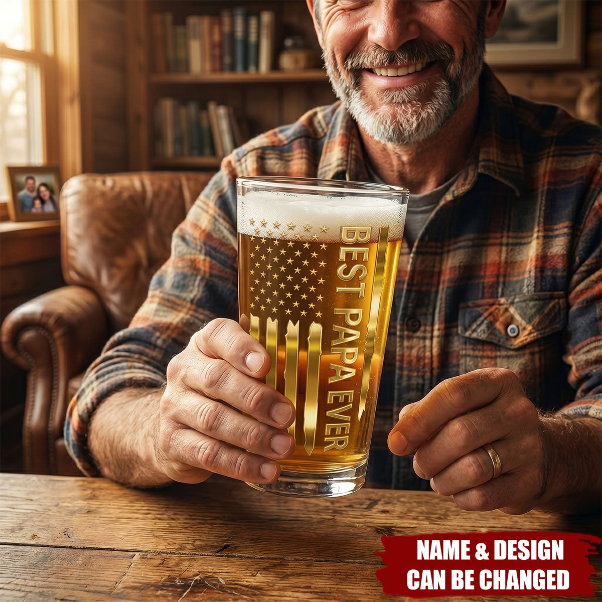 Tumbler material and size view - Custom Best Dad Ever Beer Glass