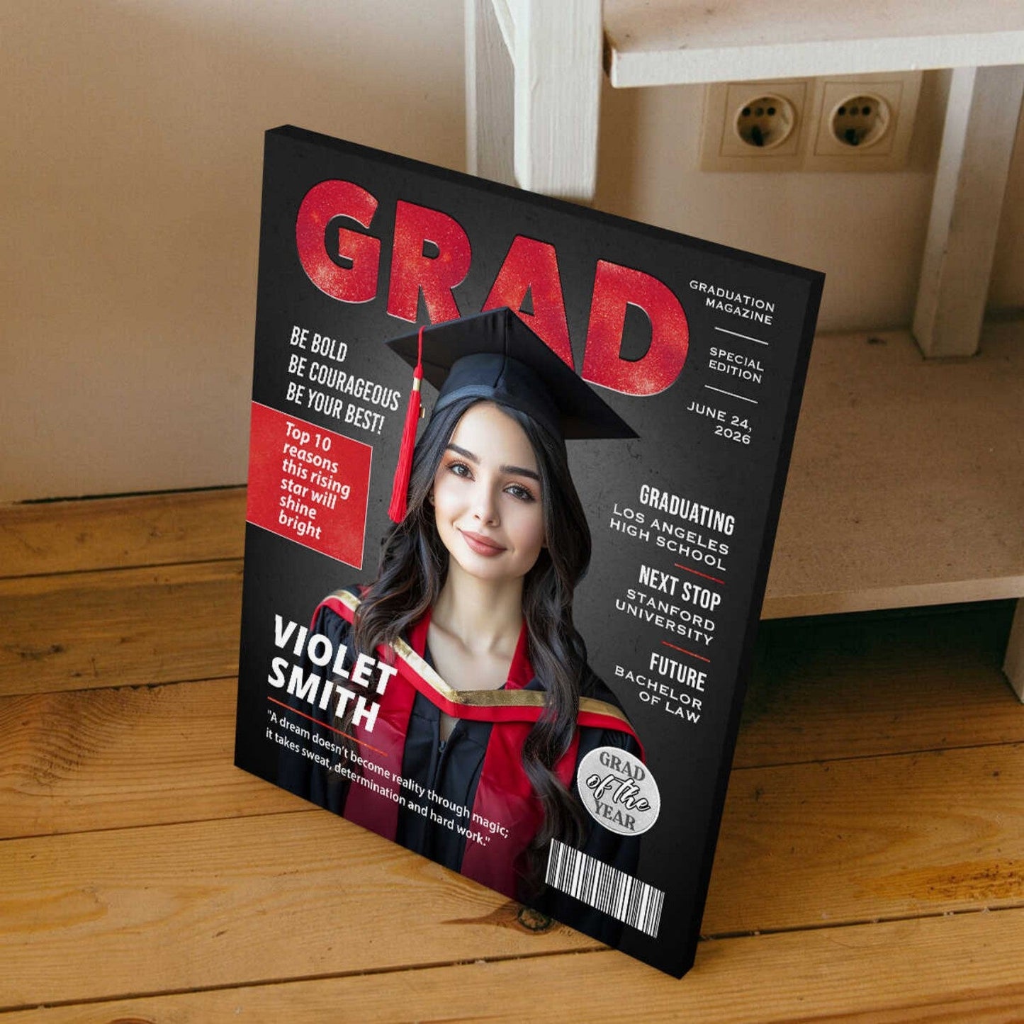Custom Photo Magazine Cover Canvas / Poster - Personalized Graduation Gift