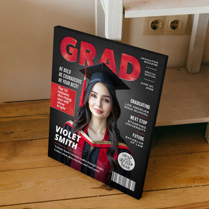 Custom Photo Magazine Cover Canvas / Poster - Personalized Graduation Gift
