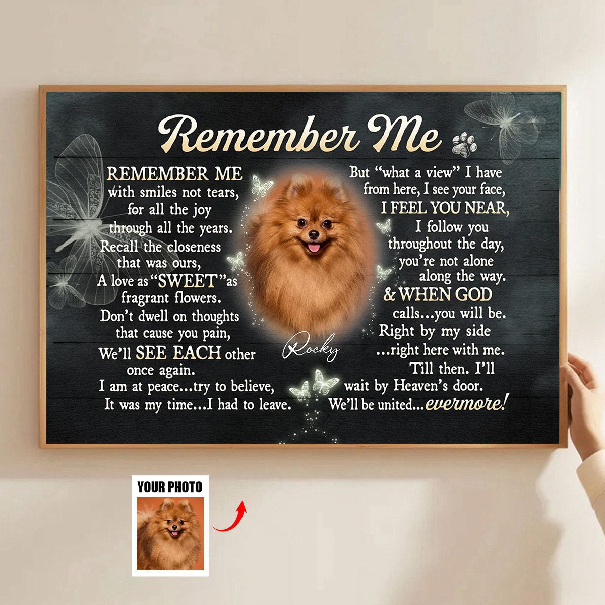 Personalized “Remember Me” Dog Memorial Canvas / Poster - Custom Photo Remembrance