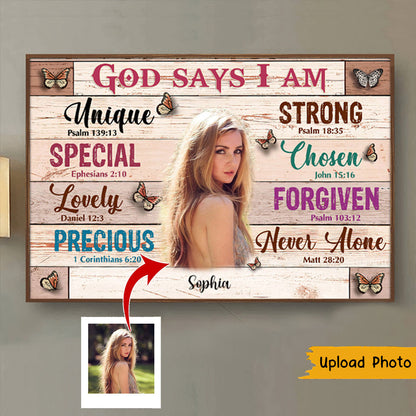 PRINTS10-Christian Woman God Says I Am Personalized Canvas