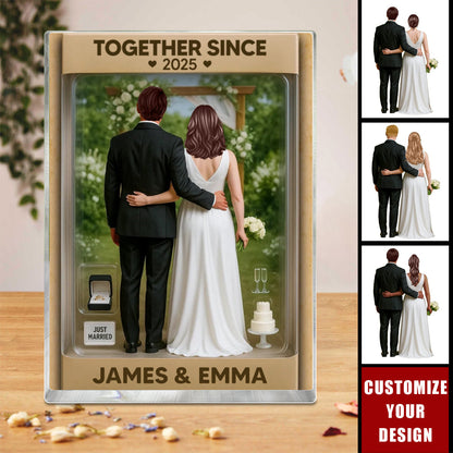 Bride & Groom Garden Wedding - Personalized Acrylic Block Plaque