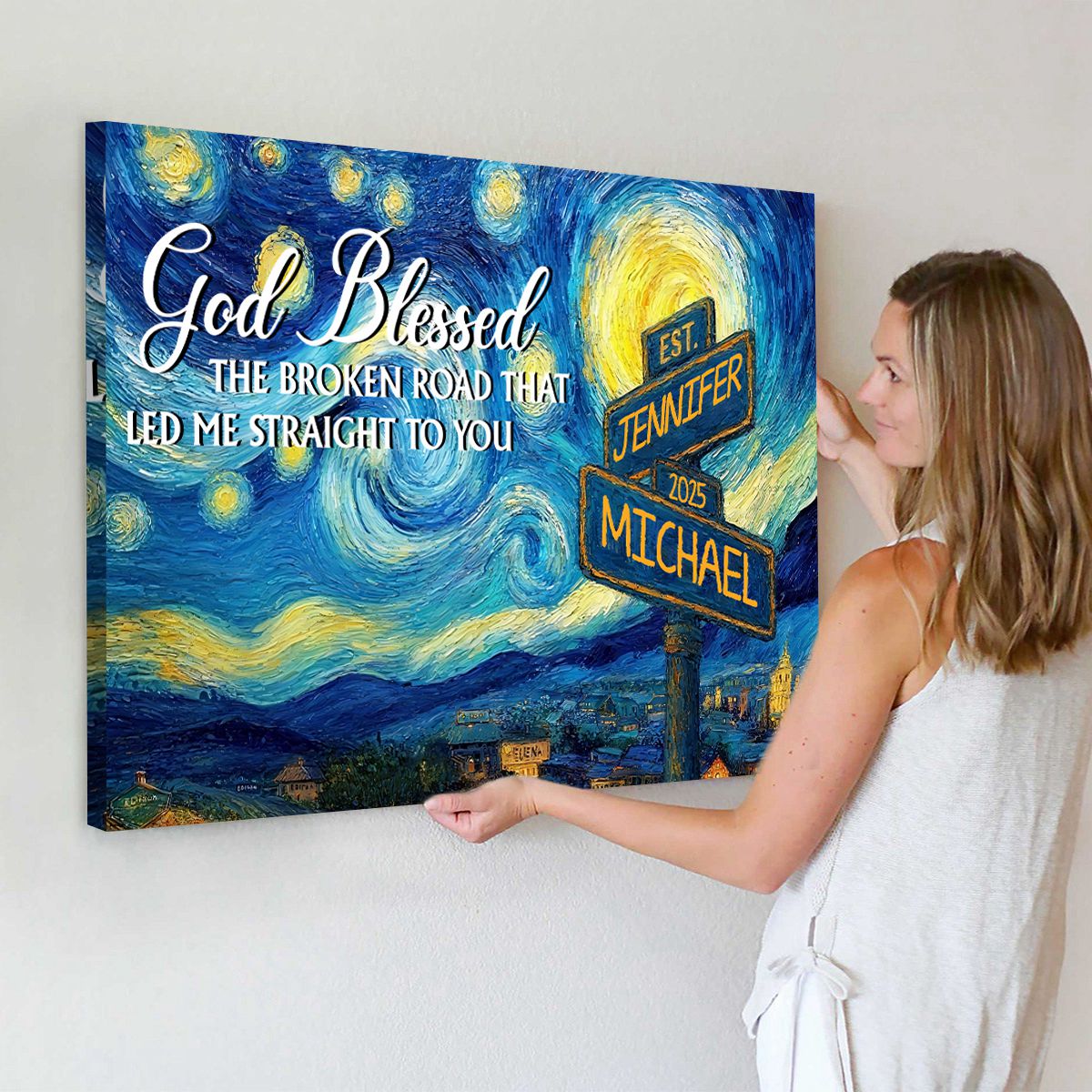 “The Path to Us” - Personalized Road Sign Couples Canvas / Poster