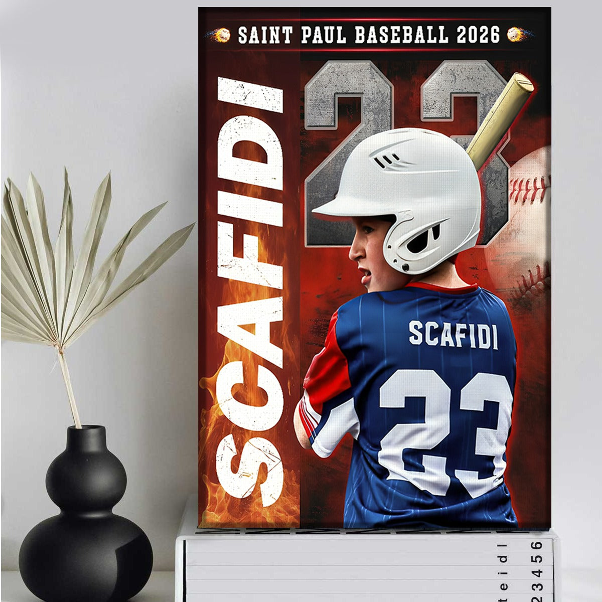 Custom Baseball Senior Portrait Canvas / Poster - Personalized with Name & Number