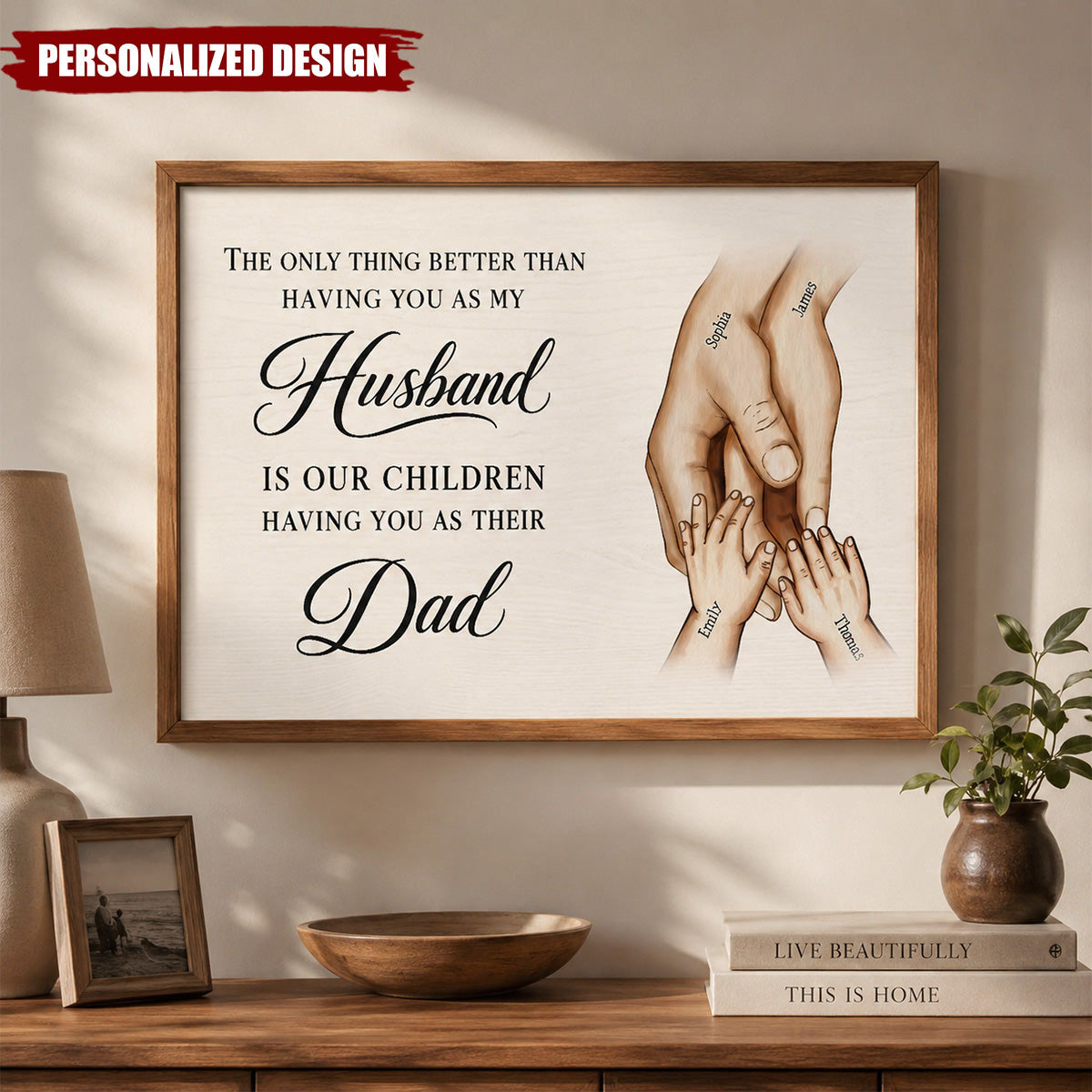 Personalized Husband And Dad Hands Canvas for Husband with personalized design details for meaningful gifting image 6