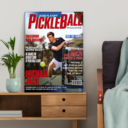 Personalized Pickleball Magazine Cover Poster / Canvas - Custom Sport Gift for Players