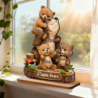 Plaque material and size view - Personalized Daddy Bear Wooden Plaque