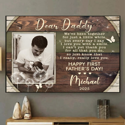 Personalized First Father’s Day Photo Canvas / Poster - Custom Poem Gift from Baby