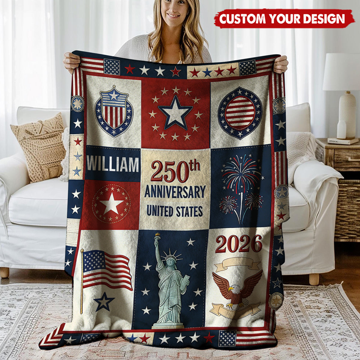 USA 250th Anniversary - Personalized Custom Patriot Blanket