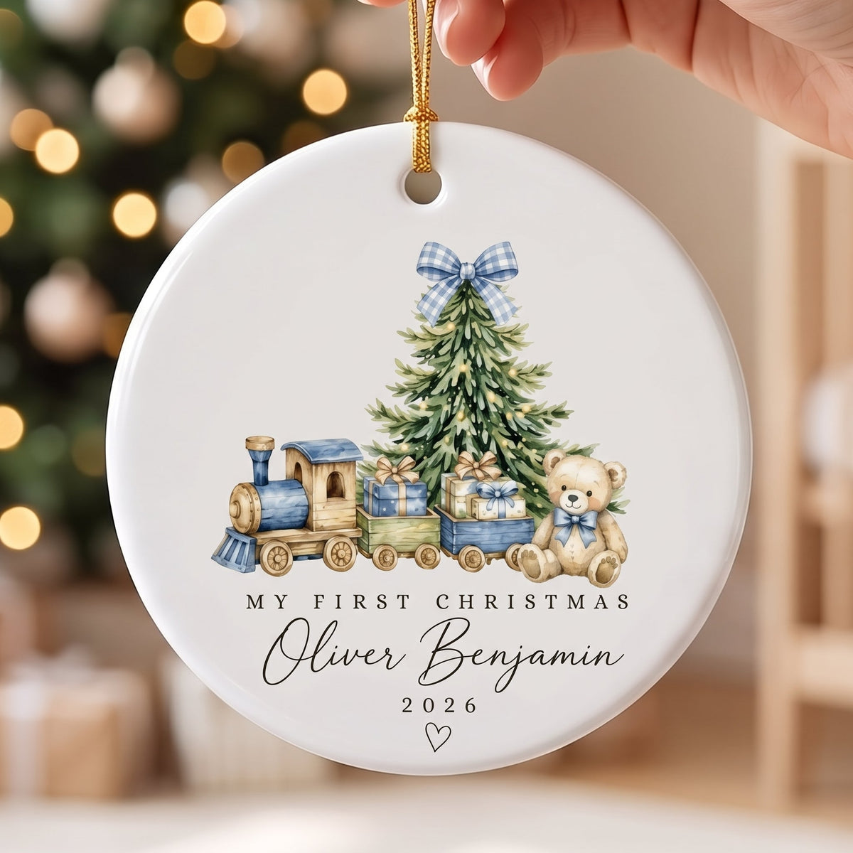 My First Christmas Personalized Ceramic Ornament - Custom Keepsake Gift for Baby