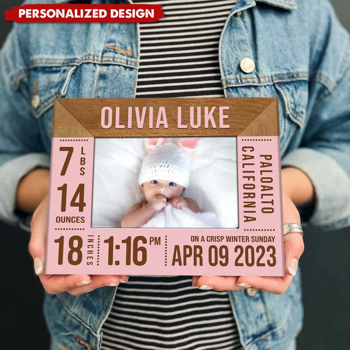 Custom Birth Announcement Picture Frame personalization view for Kids/Babies