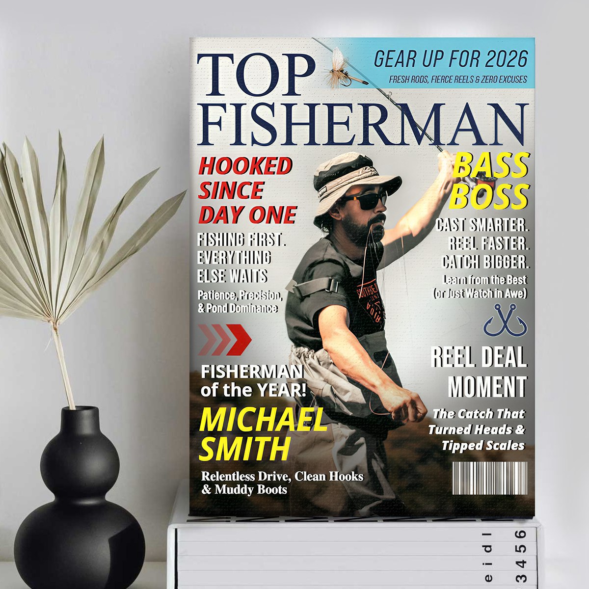 Personalized Custom Fishing Magazine Cover Poster / Canvas - Angler Funny Gift For Fisherman