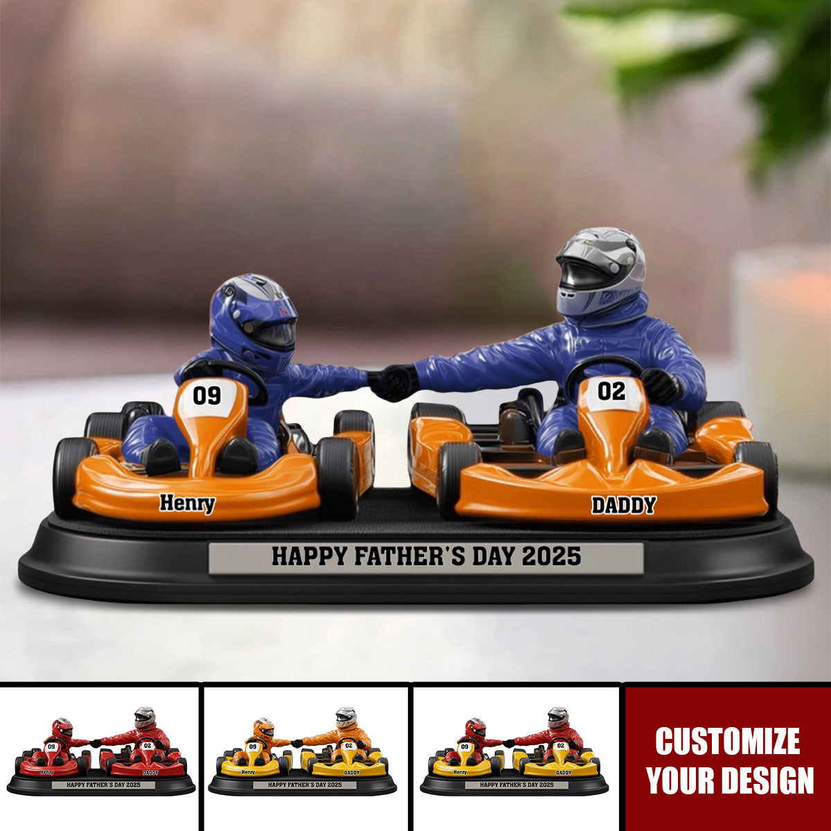 Racing Dad & Kid - Personalized Shaped Acrylic Plaque