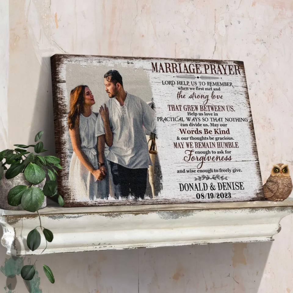 Personalized Marriage Prayer Canvas / Poster - Custom Photo Wedding Shower Gift