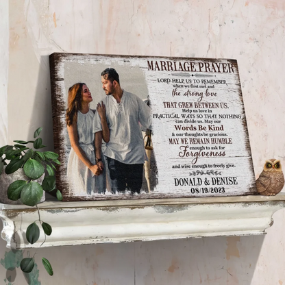 Personalized Marriage Prayer Canvas / Poster - Custom Photo Wedding Shower Gift