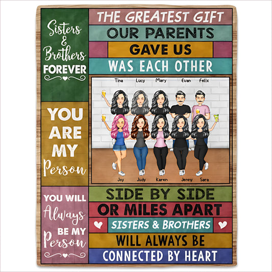 Personalized 'Side By Side Or Miles Apart' Sibling & Family Blanket