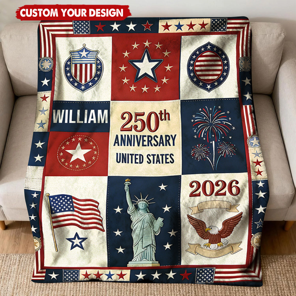USA 250th Anniversary - Personalized Custom Patriot Blanket