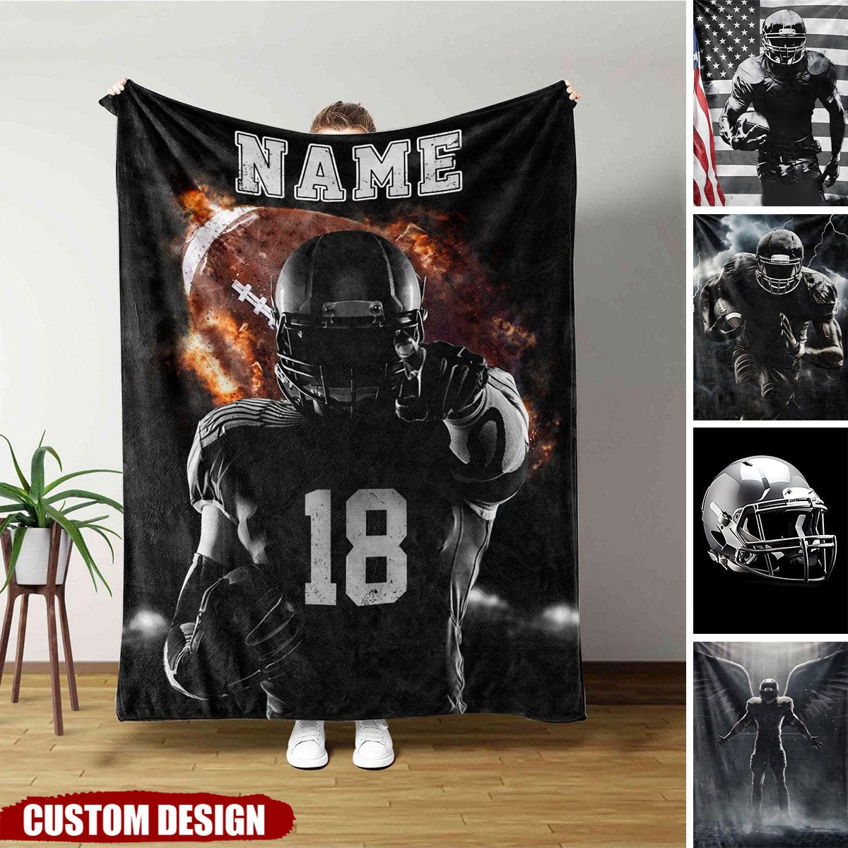 Personalized American Football Blanket - Gift for Football Lovers